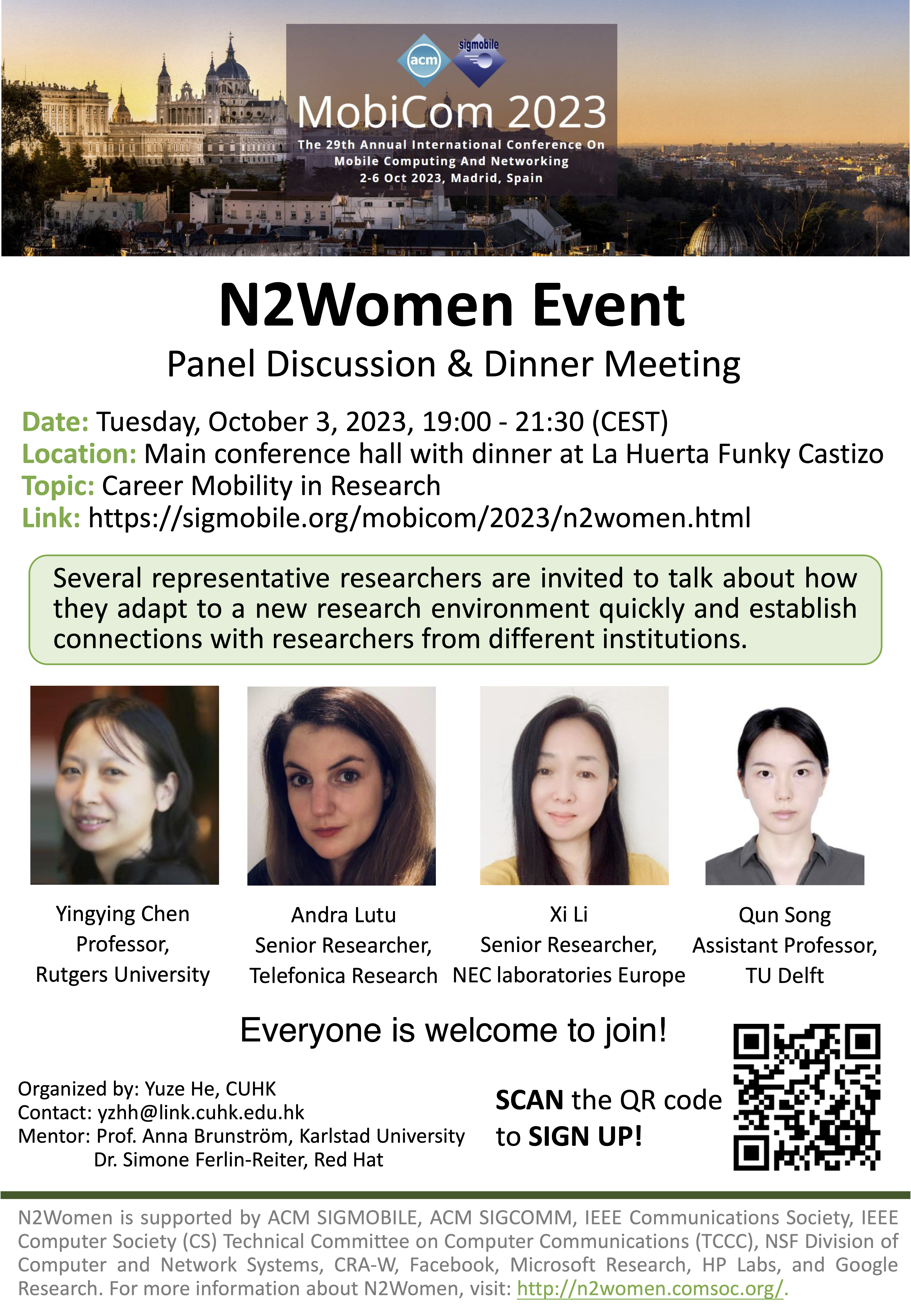 N2Women flyer with the panelists and information